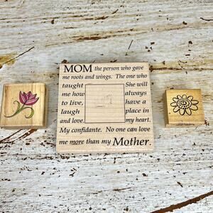 Lot of 3 Mom Themed Wood Mounted Rubber Stamps